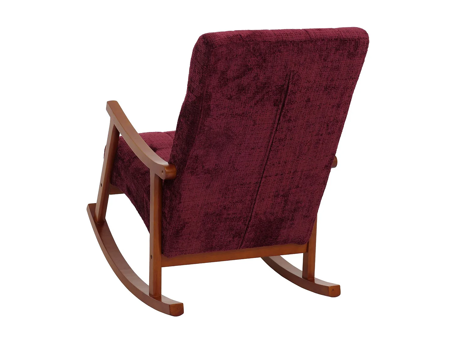 Sedia a dondolo MCW-K10, poltrona relax, legno FSC stoffa/tessuto ciniglia (465g/m²) ~ bordeaux, color noce