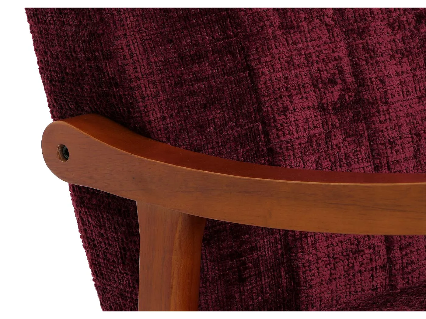 Sedia a dondolo MCW-K10, poltrona relax, legno FSC stoffa/tessuto ciniglia (465g/m²) ~ bordeaux, color noce