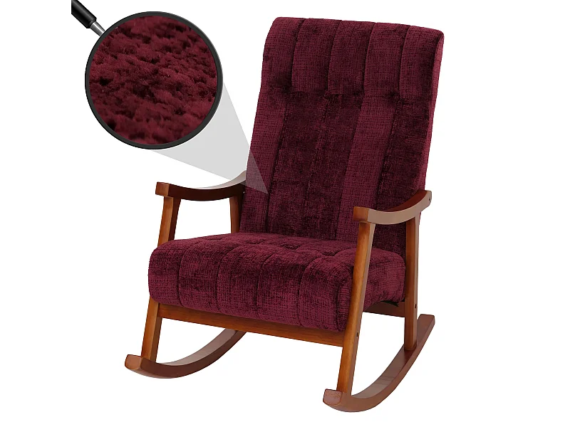 Schommelstoel MCW-K10,  bordeauxrood, frame in walnootlook