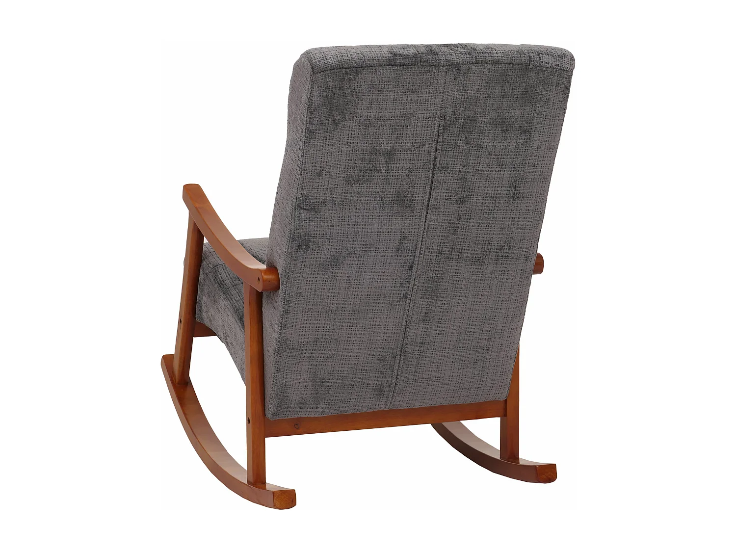 Sedia a dondolo MCW-K10, poltrona relax, legno FSC stoffa/tessuto ciniglia (465g/m²) ~ grigio scuro, color noce