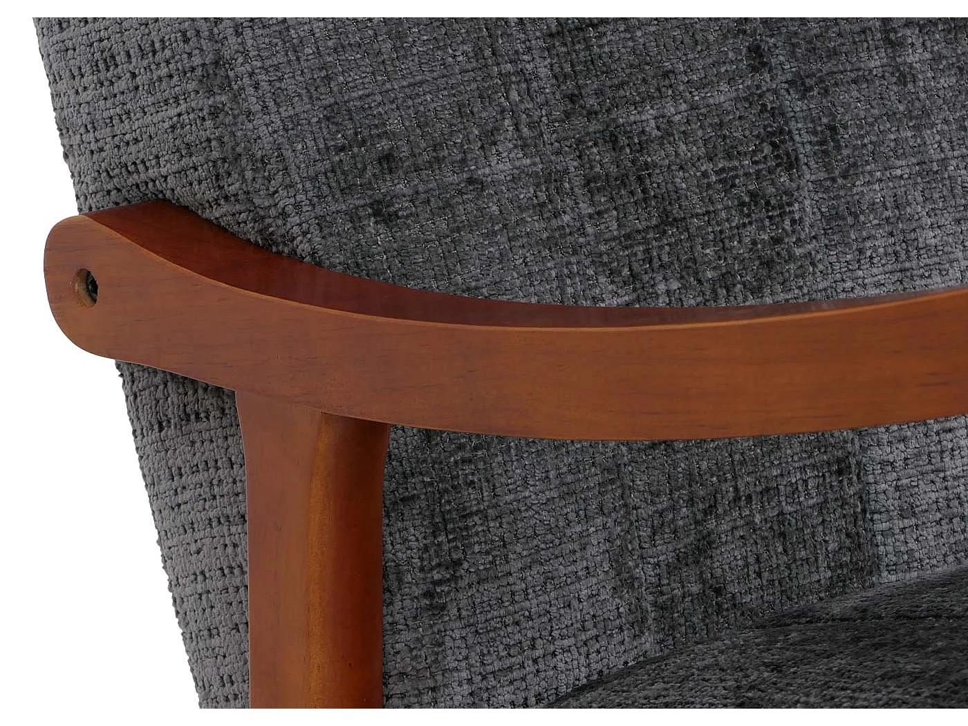 Sedia a dondolo MCW-K10, poltrona relax, legno FSC stoffa/tessuto ciniglia (465g/m²) ~ grigio scuro, color noce