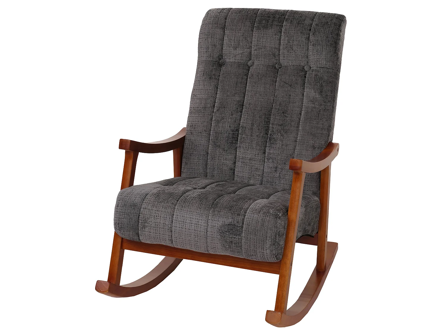 Fauteuil à bascule MCW-K10,  gris foncé, structure aspect noyer