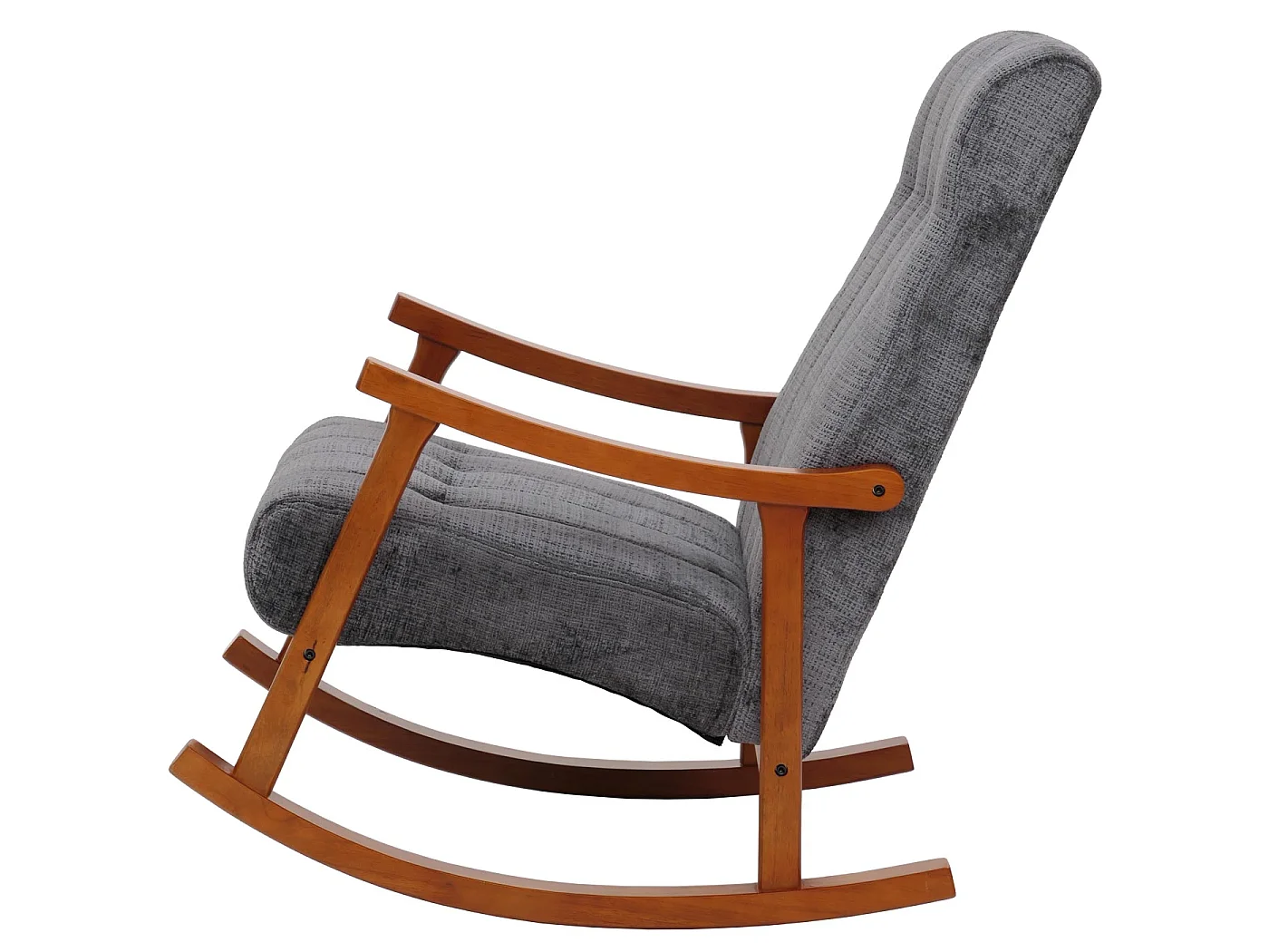 Fauteuil à bascule MCW-K10,  gris foncé, structure aspect noyer