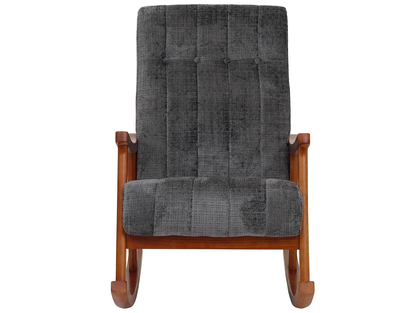 Fauteuil à bascule MCW-K10,  gris foncé, structure aspect noyer