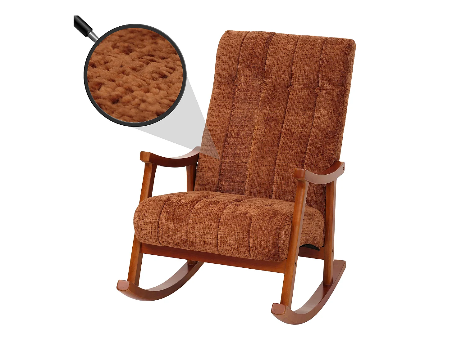 Fauteuil à bascule MCW-K10,  terre cuite, structure aspect noyer