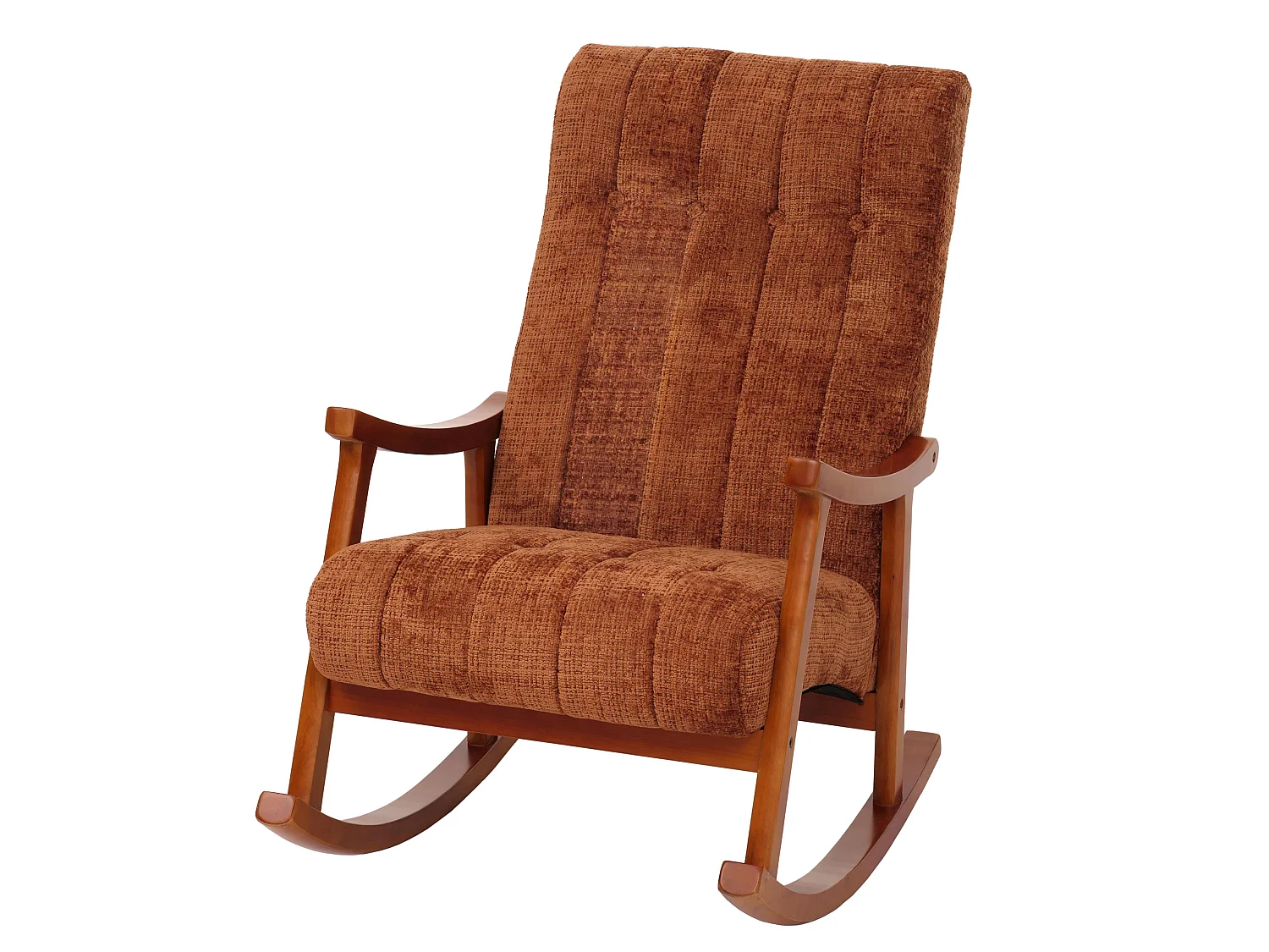 Fauteuil à bascule MCW-K10,  terre cuite, structure aspect noyer