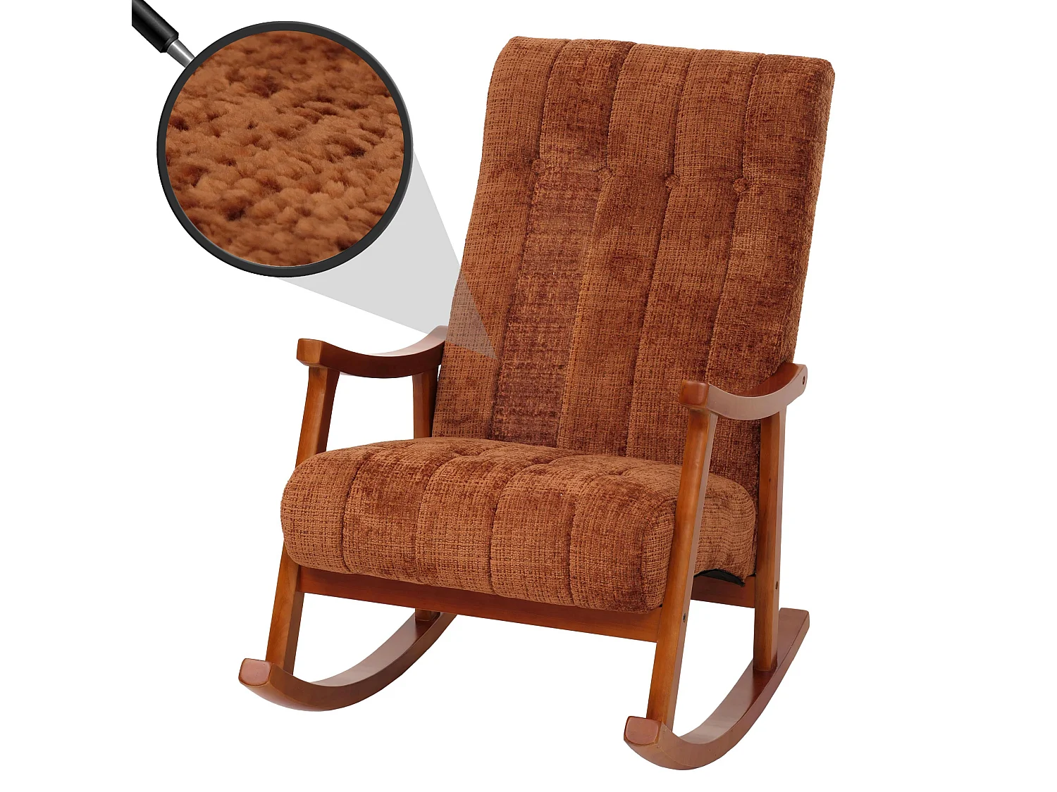 Fauteuil à bascule MCW-K10,  terre cuite, structure aspect noyer