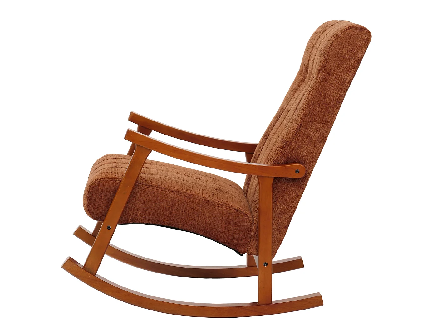 Fauteuil à bascule MCW-K10,  terre cuite, structure aspect noyer