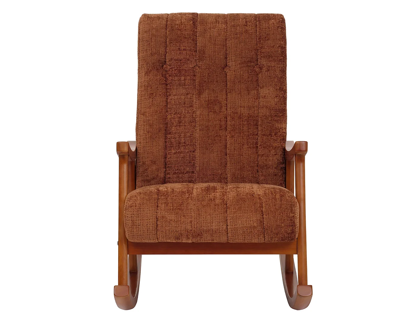 Fauteuil à bascule MCW-K10,  terre cuite, structure aspect noyer