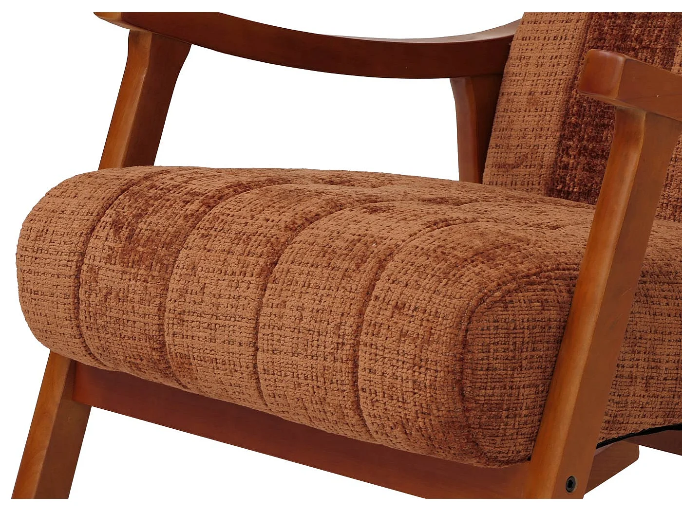 Fauteuil à bascule MCW-K10,  terre cuite, structure aspect noyer