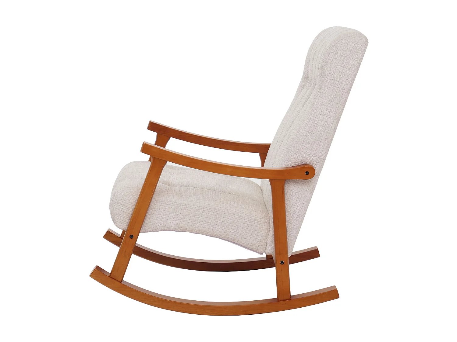 Fauteuil à bascule MCW-K10,  crème, structure aspect noyer