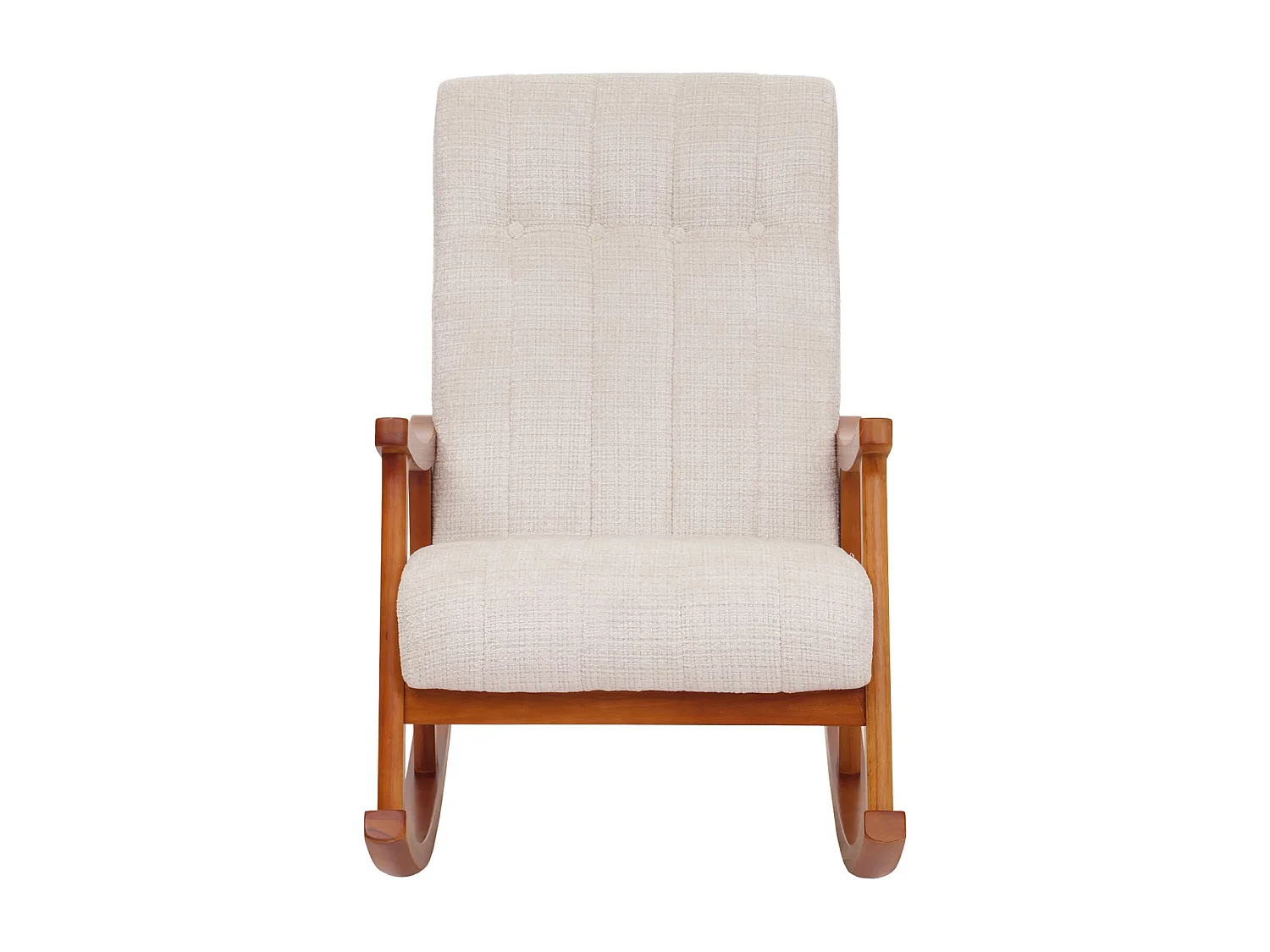 Fauteuil à bascule MCW-K10,  crème, structure aspect noyer