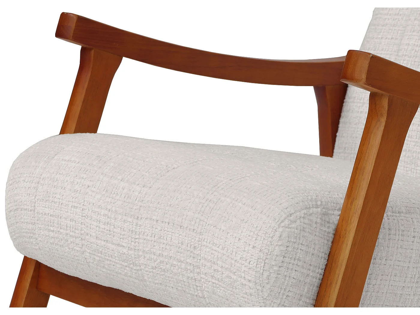 Fauteuil à bascule MCW-K10,  crème, structure aspect noyer