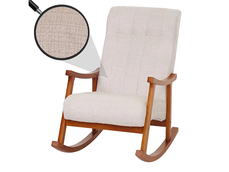 Fauteuil à bascule MCW-K10,  crème, structure aspect noyer