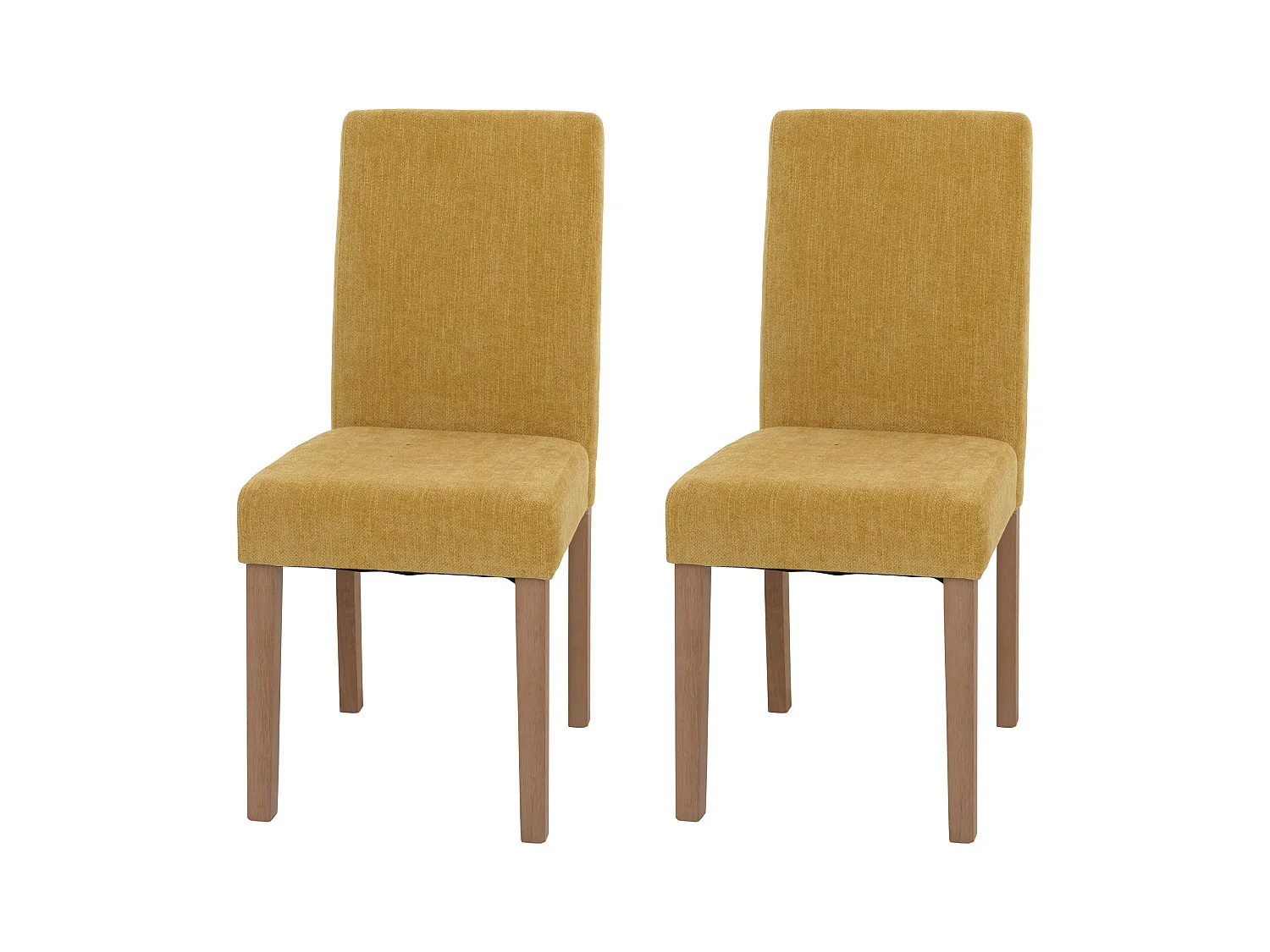 Chaise de salle à manger Littau Chenille (lot de 2),  jaune, pieds couleur naturelle