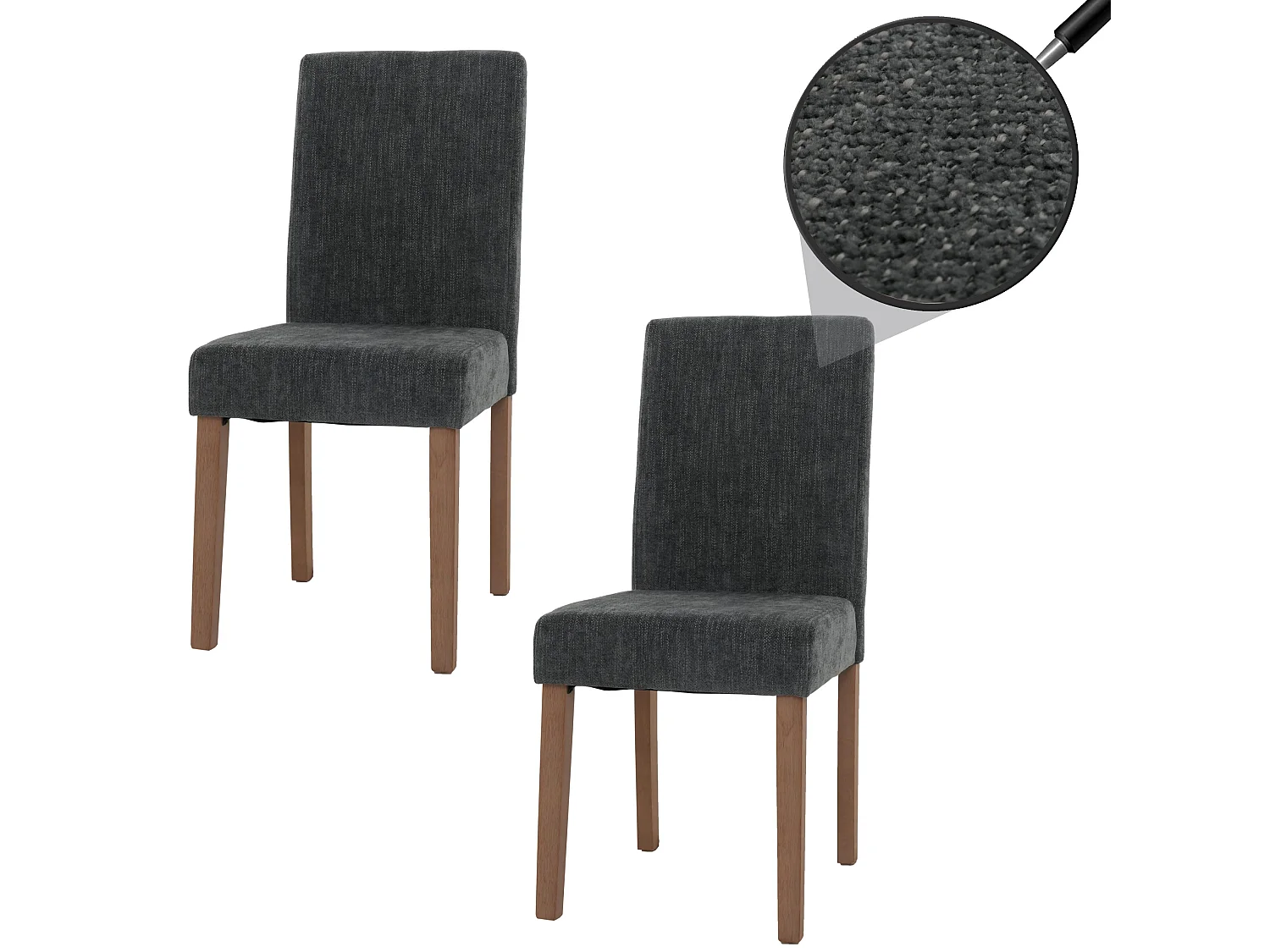Chaise de salle à manger Littau Chenille (lot de 2),  gris foncé, pieds couleur naturelle
