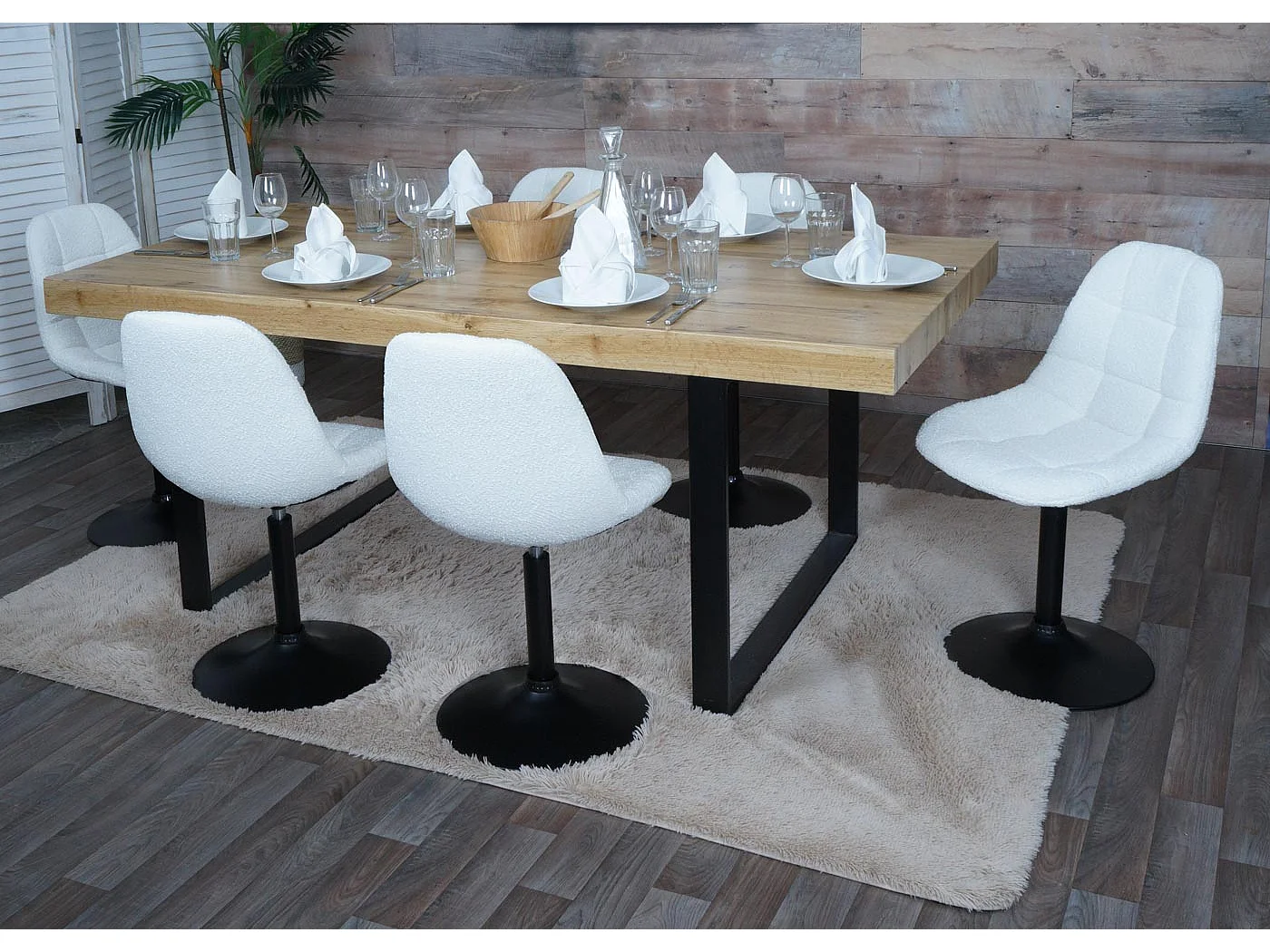 Chaise de salle à manger MCW-A60 (lot de 2),  crème