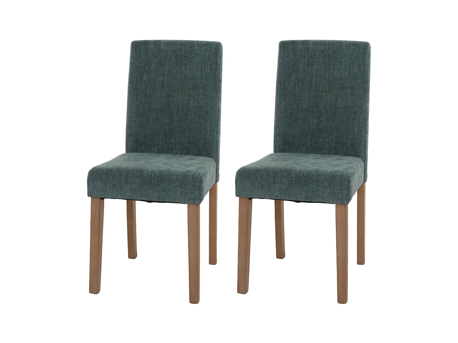 Eetkamerstoel Littau Chenille (set van 2),  groen, naturelkleurige poten