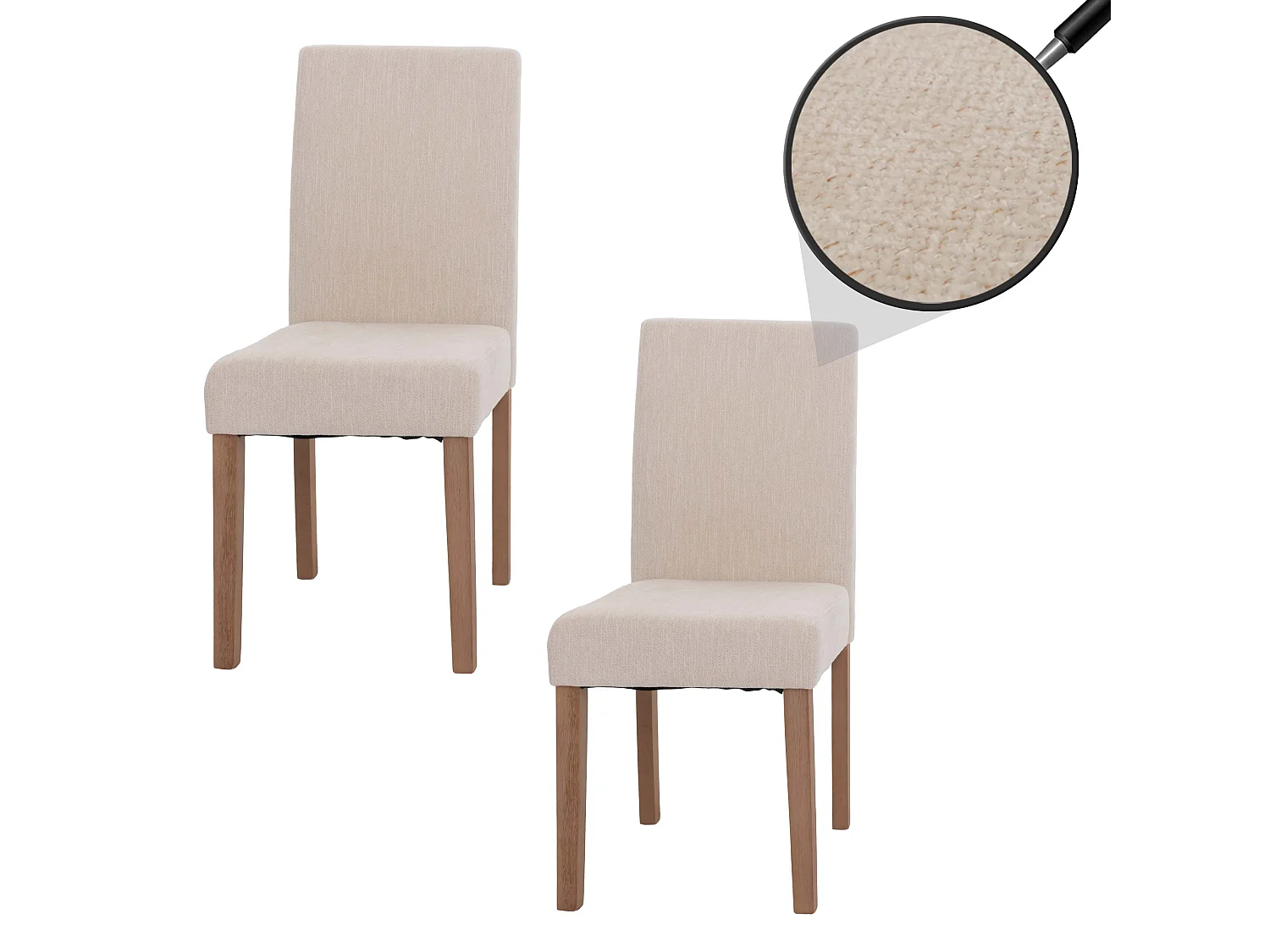 Chaise de salle à manger Littau Chenille (lot de 2),  crème, pieds couleur naturelle