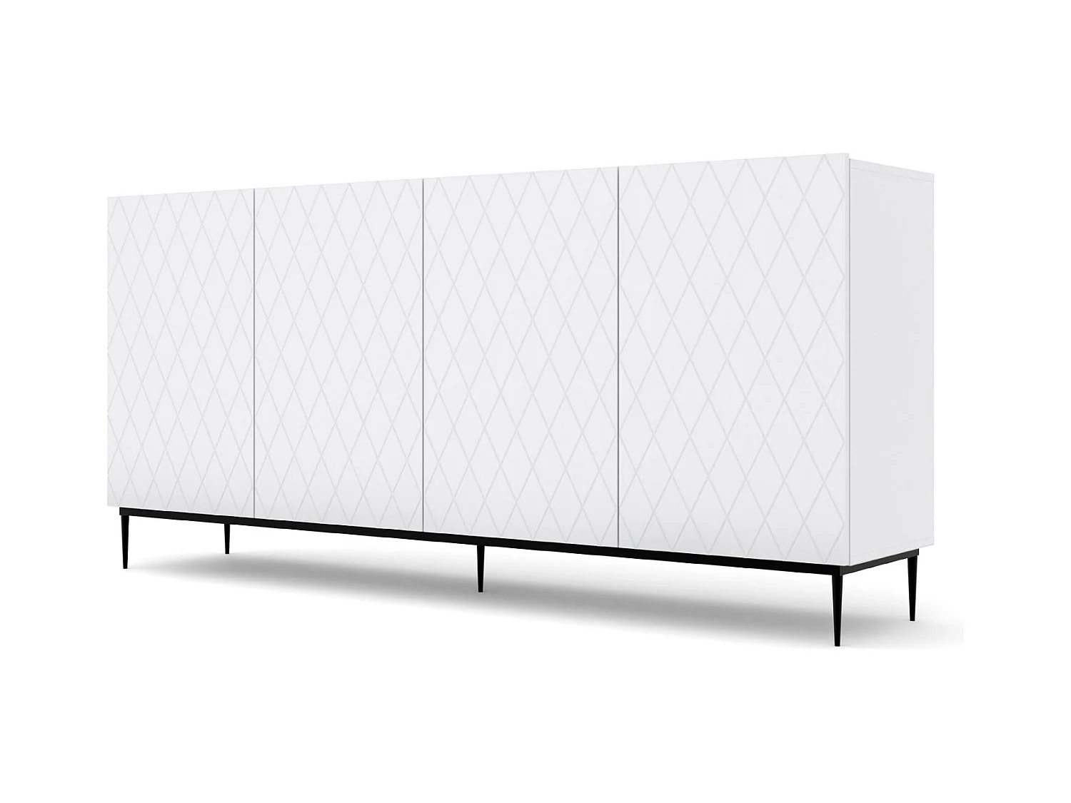 Commode DIUNA 193 cm 4D mat wit op zwart frame