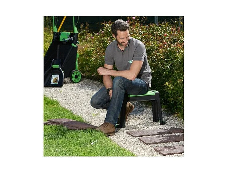 Banc convertible en agenouilloir - L 59 x P 24 x H 38,5 cm - Vert et noir