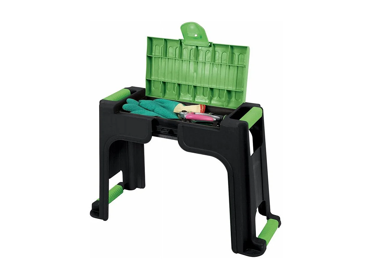 Banc convertible en agenouilloir - L 59 x P 24 x H 38,5 cm - Vert et noir