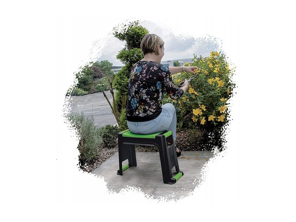 Banc convertible en agenouilloir - L 59 x P 24 x H 38,5 cm - Vert et noir