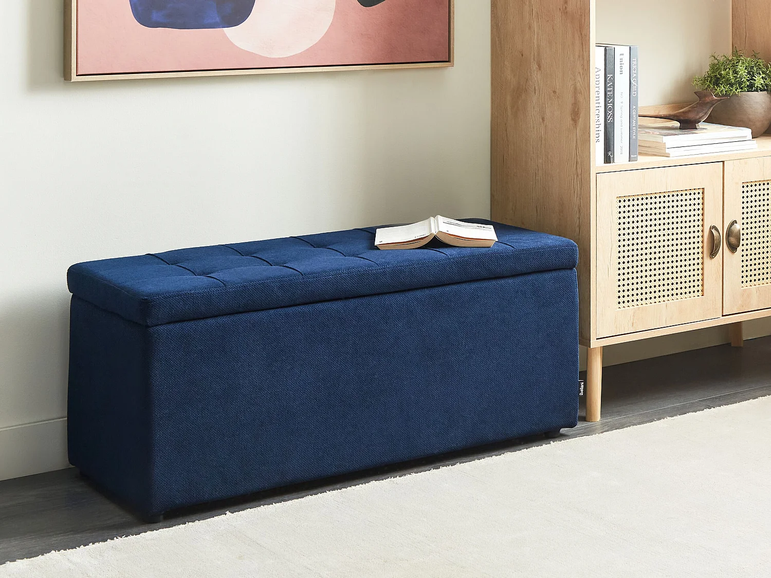 Pouf de rangement OREM Tissu Bleu marine