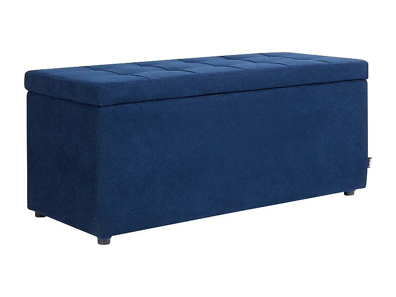 Sitzbank Stoff blau mit Stauraum 100 x 40 cm rechteckig gepolstert Hocker Orem