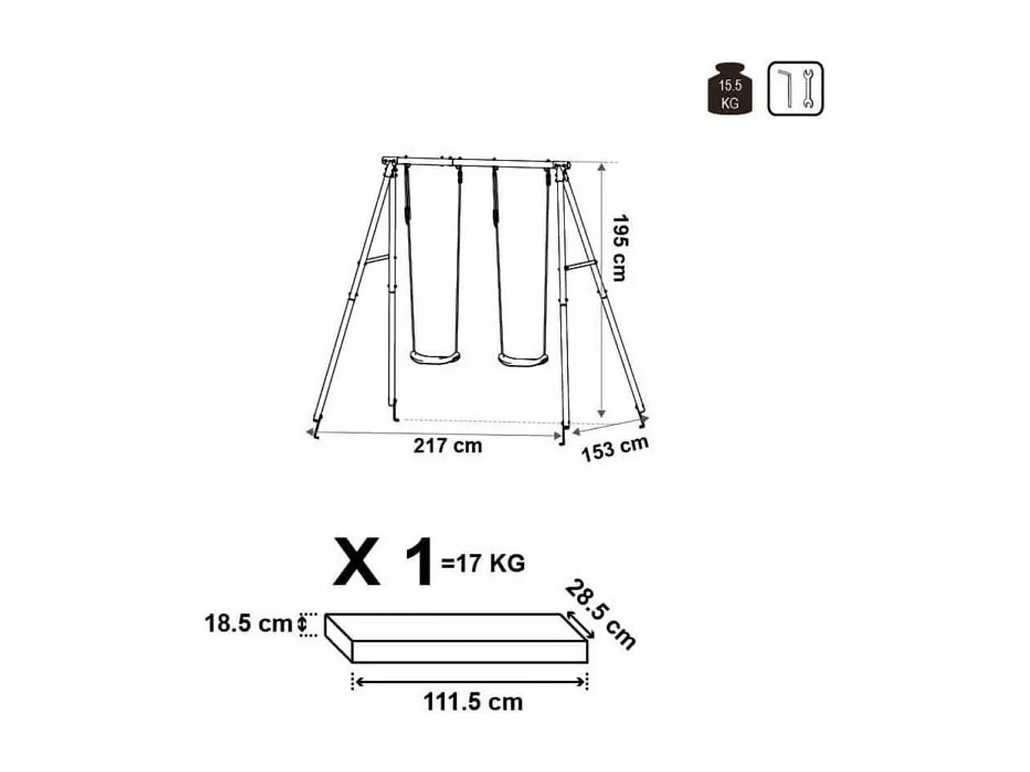 Allegra Duello - Balançoire de jardin 2 places pour enfants 3-12 ans