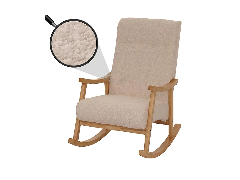 Silla mecedora MCW-K10,  beige, estructura natural