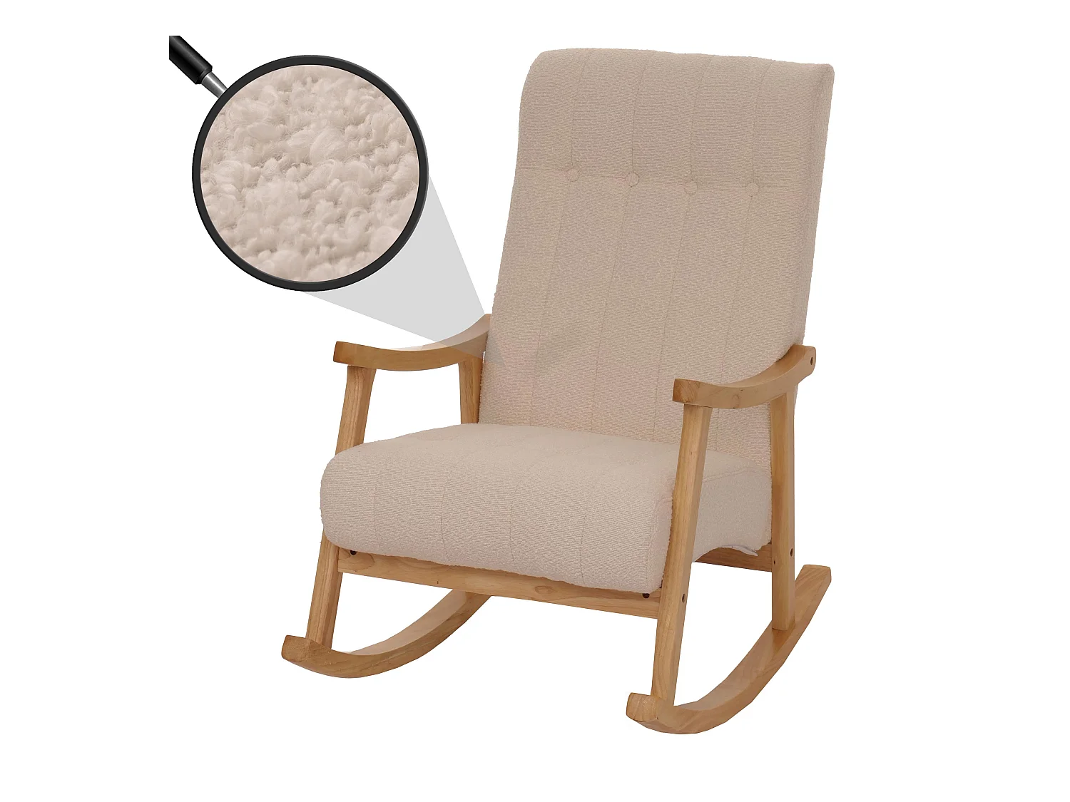 Fauteuil à bascule MCW-K10,  beige, structure naturelle