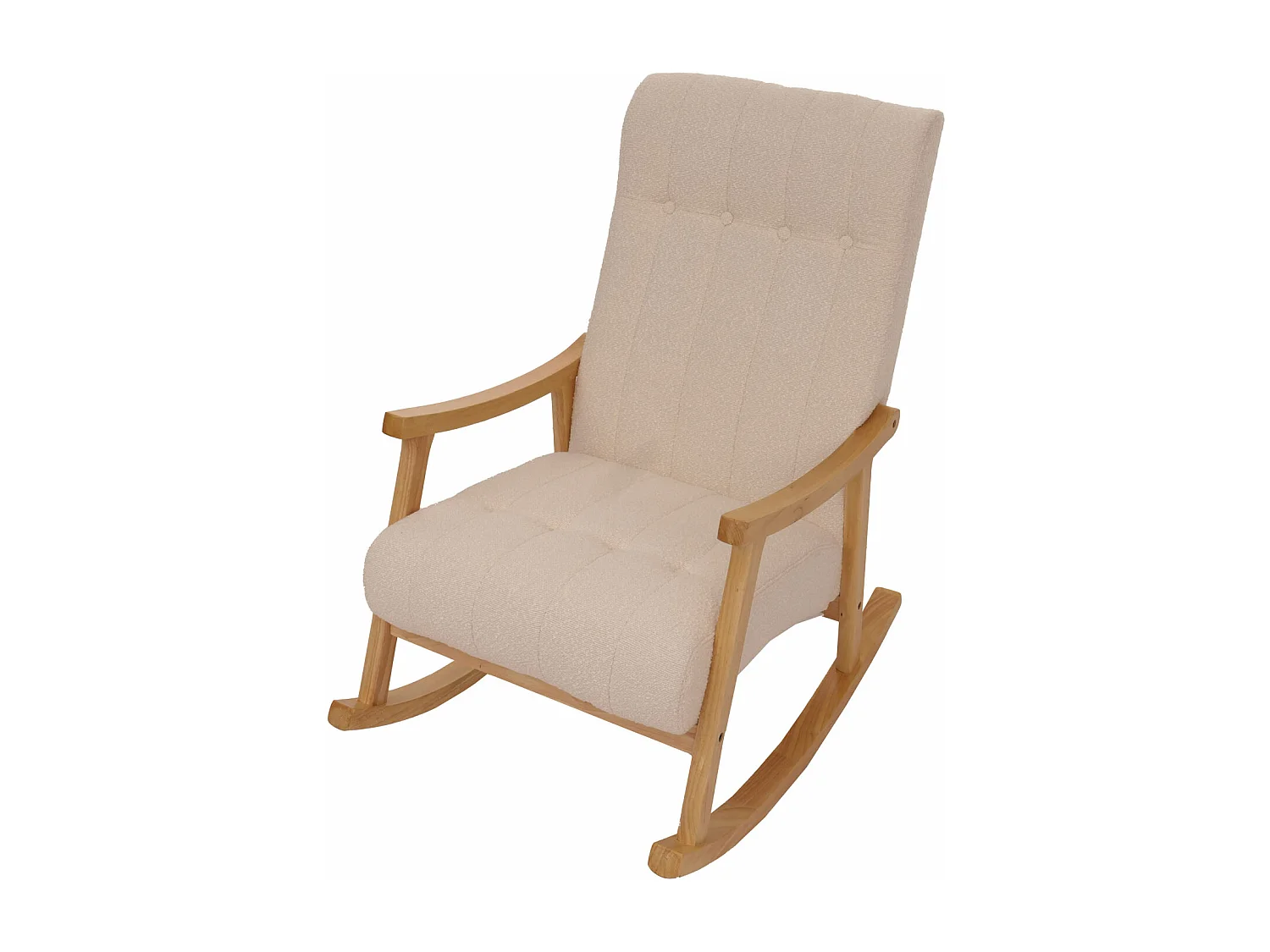 Fauteuil à bascule MCW-K10,  beige, structure naturelle