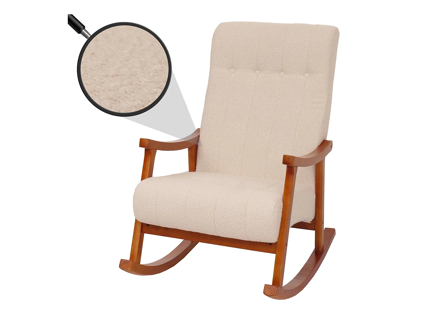 Schommelstoel MCW-K10,  crème, frame in walnootlook