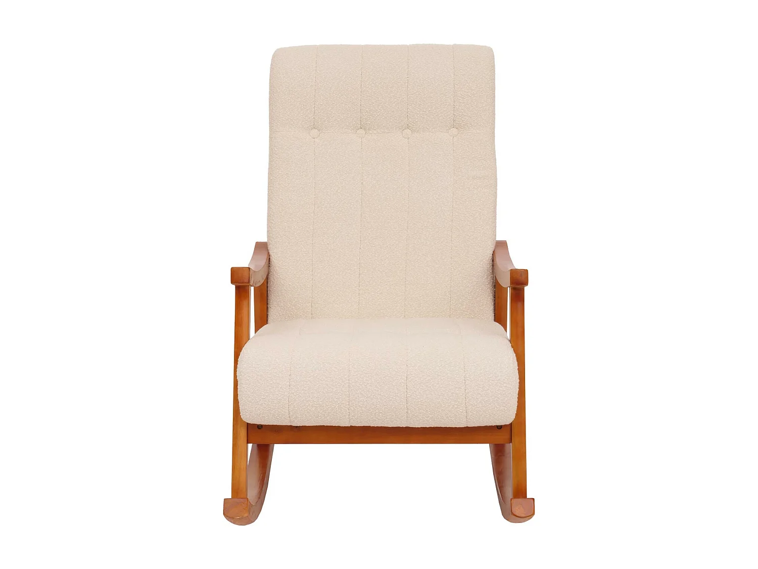 Fauteuil à bascule MCW-K10,  crème, structure aspect noyer