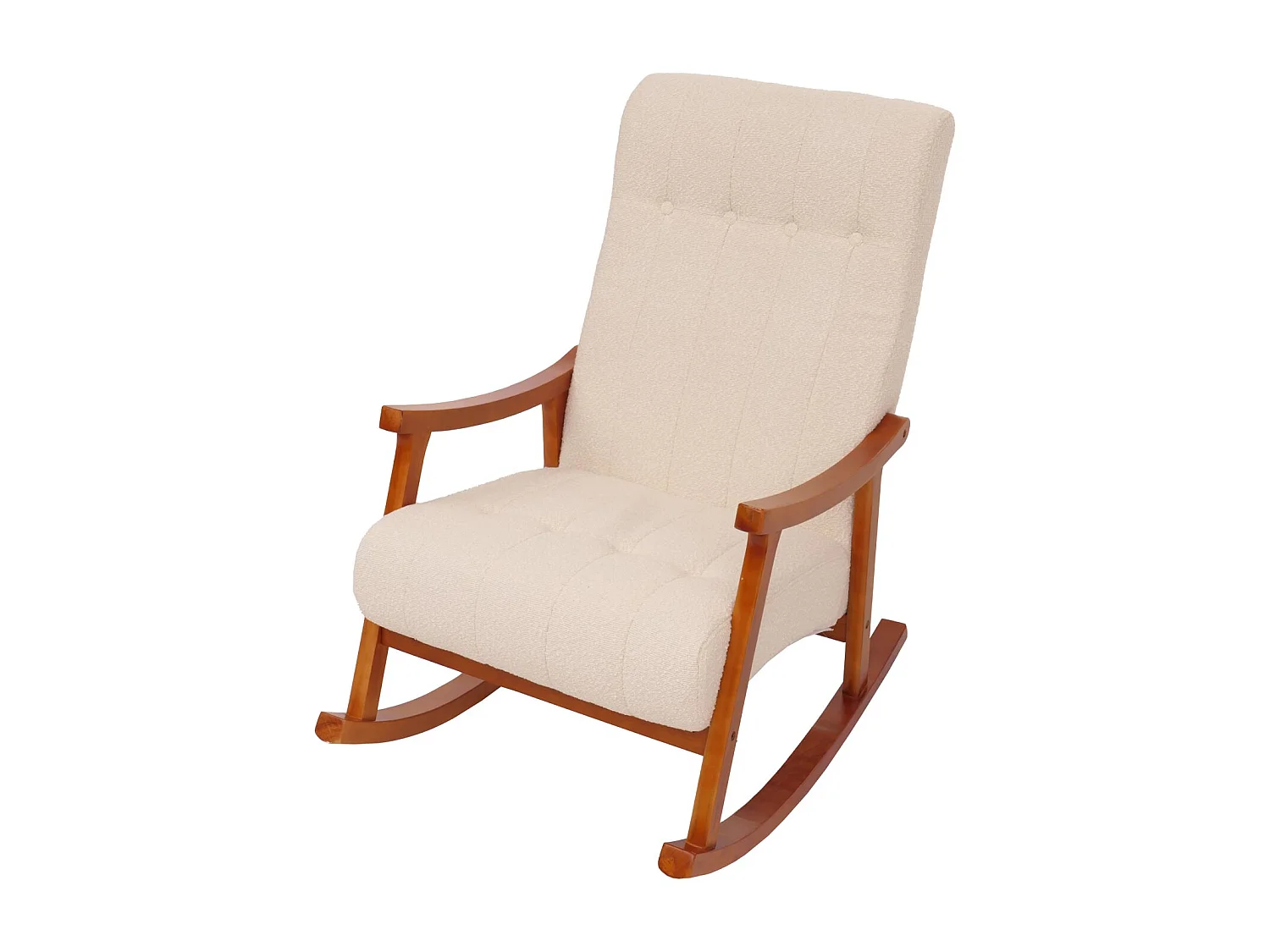 Fauteuil à bascule MCW-K10,  crème, structure aspect noyer