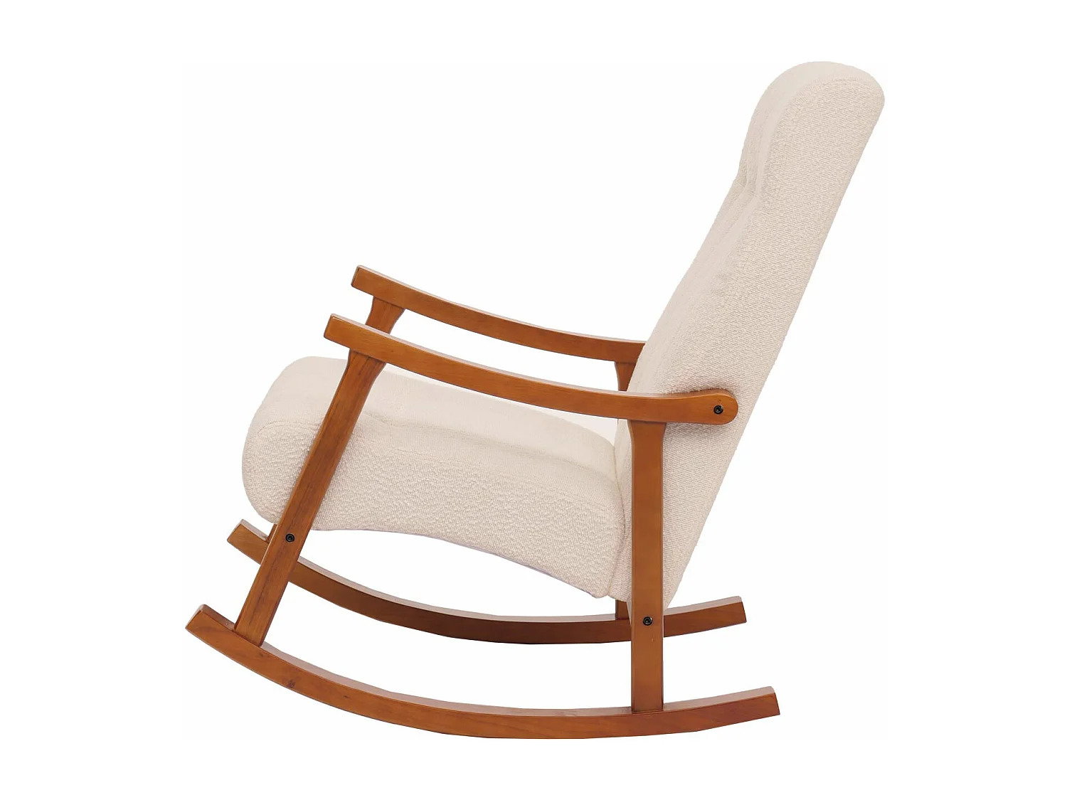 Fauteuil à bascule MCW-K10,  crème, structure aspect noyer