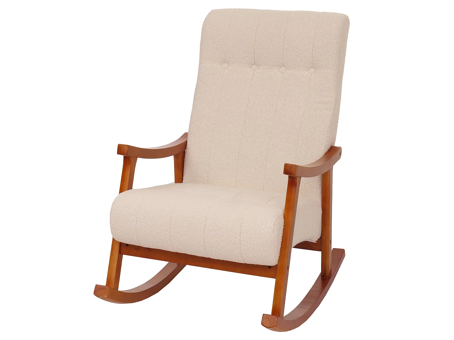 Fotel bujany MCW-K10,  kremowy, stelaż w kolorze orzecha włoskiego