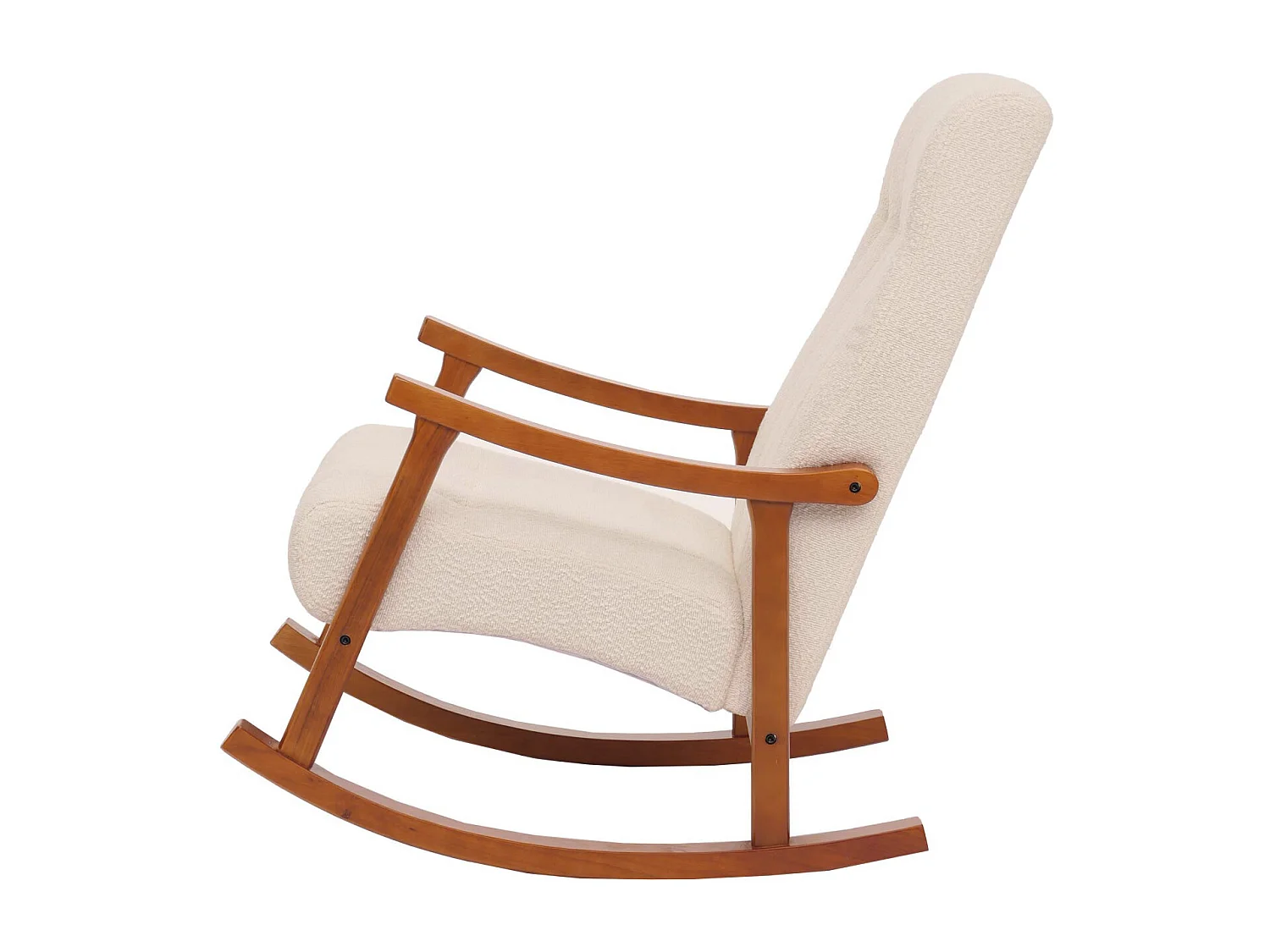 Fotel bujany MCW-K10,  kremowy, stelaż w kolorze orzecha włoskiego