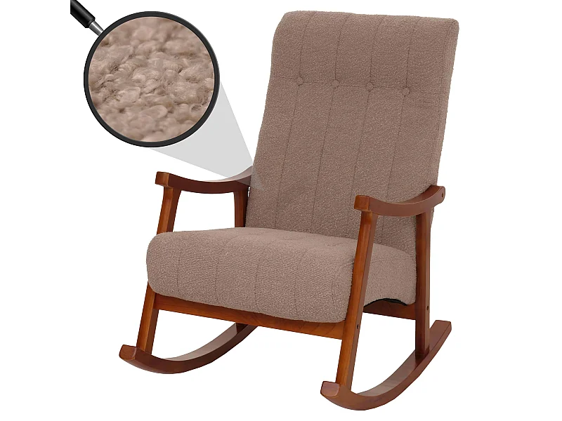 Fauteuil à bascule MCW-K10,  taupe, structure aspect noyer