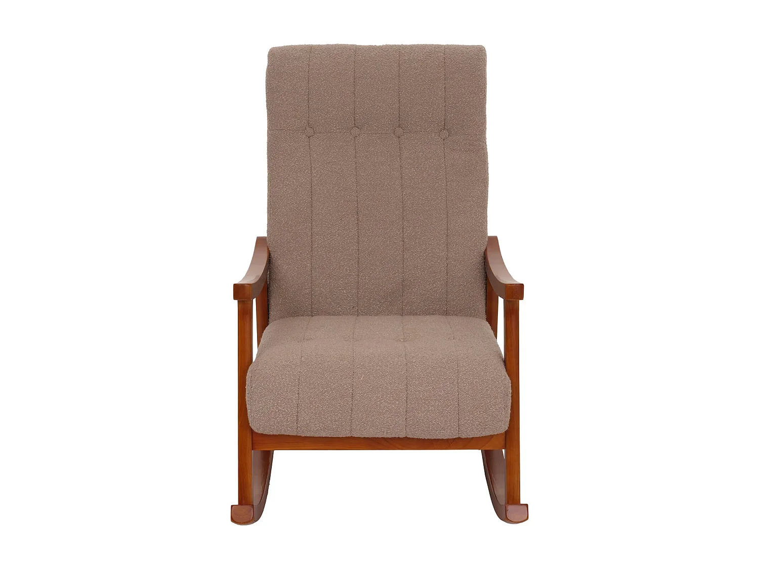 Fotel bujany MCW-K10,  taupe, stelaż w kolorze orzecha włoskiego