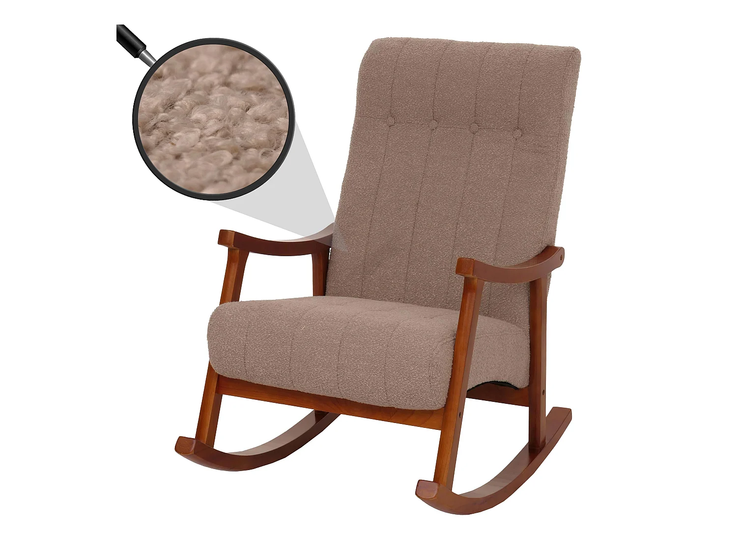 Fauteuil à bascule MCW-K10,  taupe, structure aspect noyer