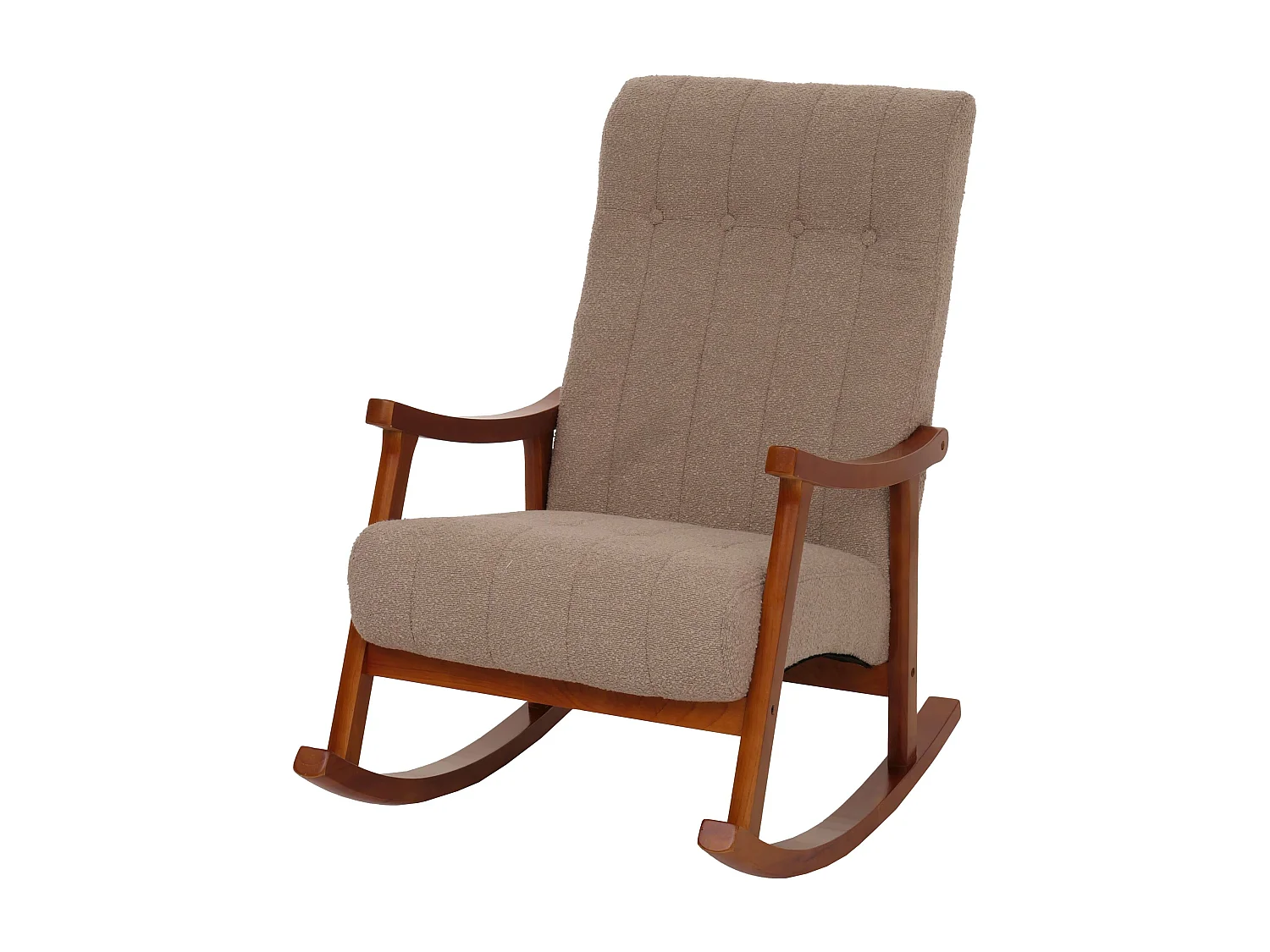 Fauteuil à bascule MCW-K10,  taupe, structure aspect noyer