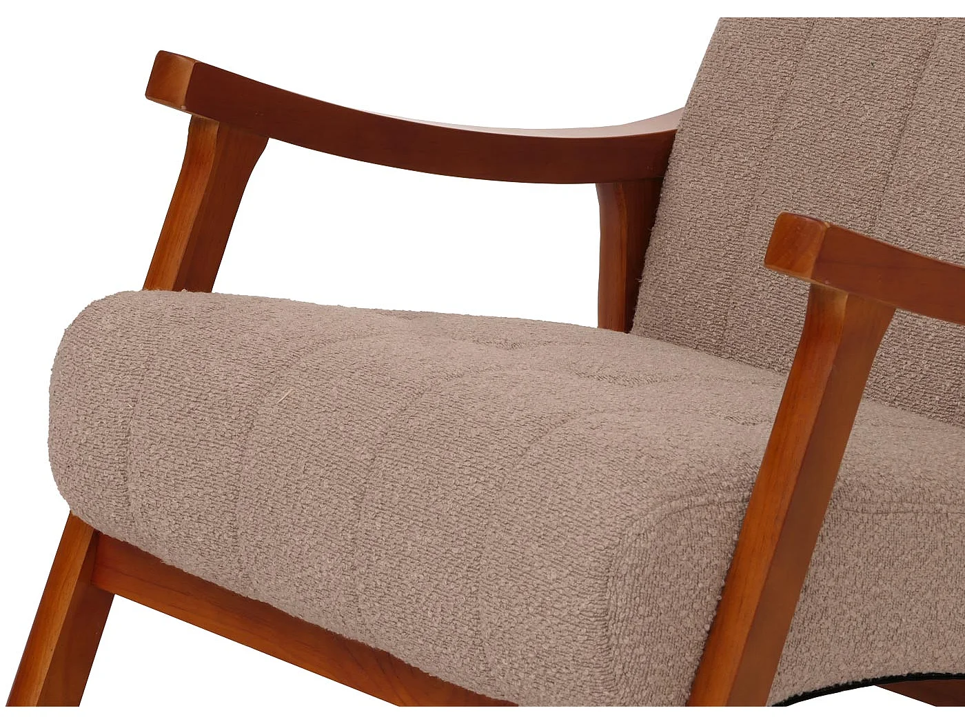 Fauteuil à bascule MCW-K10,  taupe, structure aspect noyer