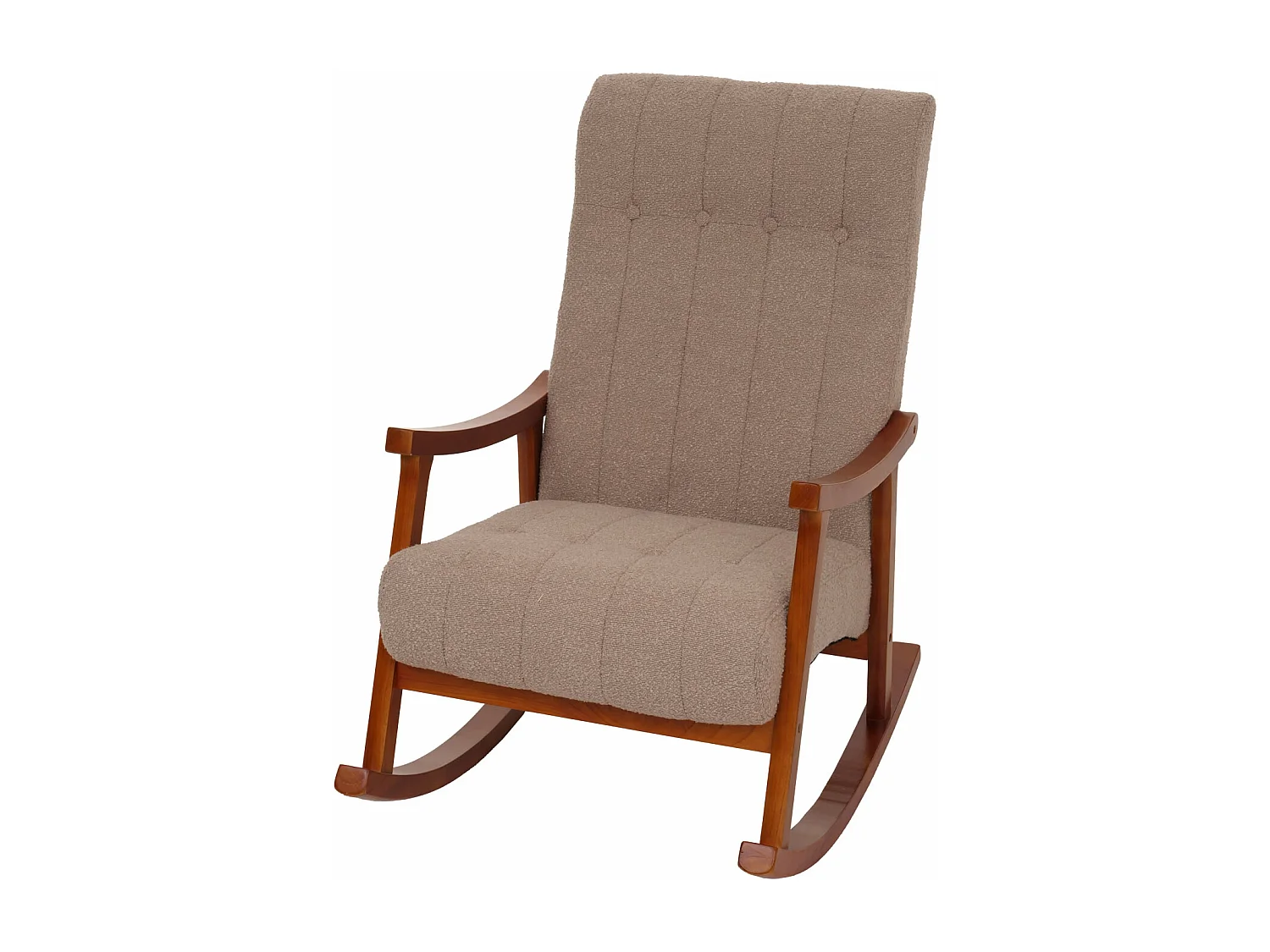 Fauteuil à bascule MCW-K10,  taupe, structure aspect noyer