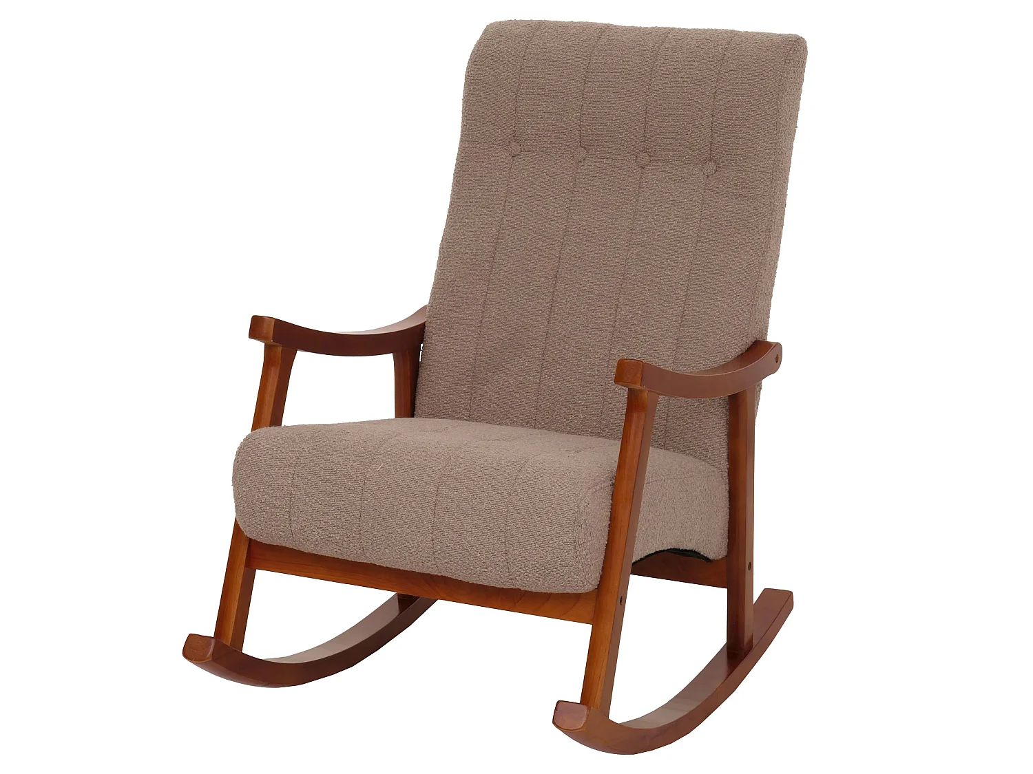 Fotel bujany MCW-K10,  kolor taupe, stelaż w kolorze orzecha włoskiego