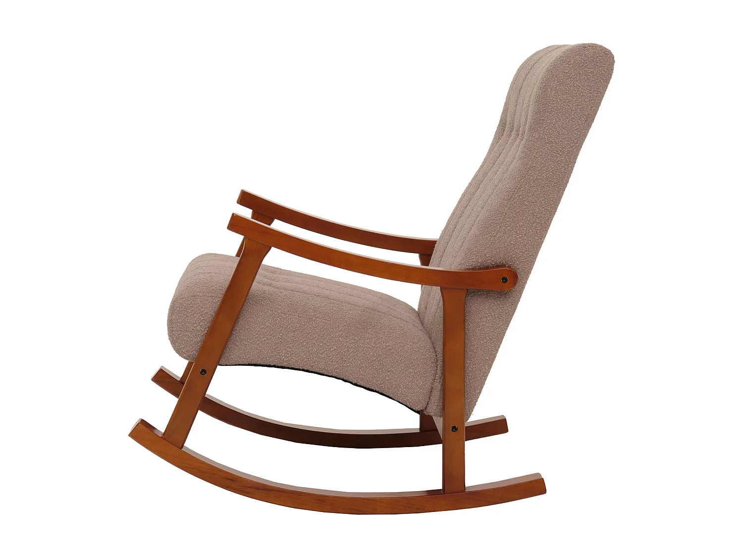 Fotel bujany MCW-K10,  kolor taupe, stelaż w kolorze orzecha włoskiego