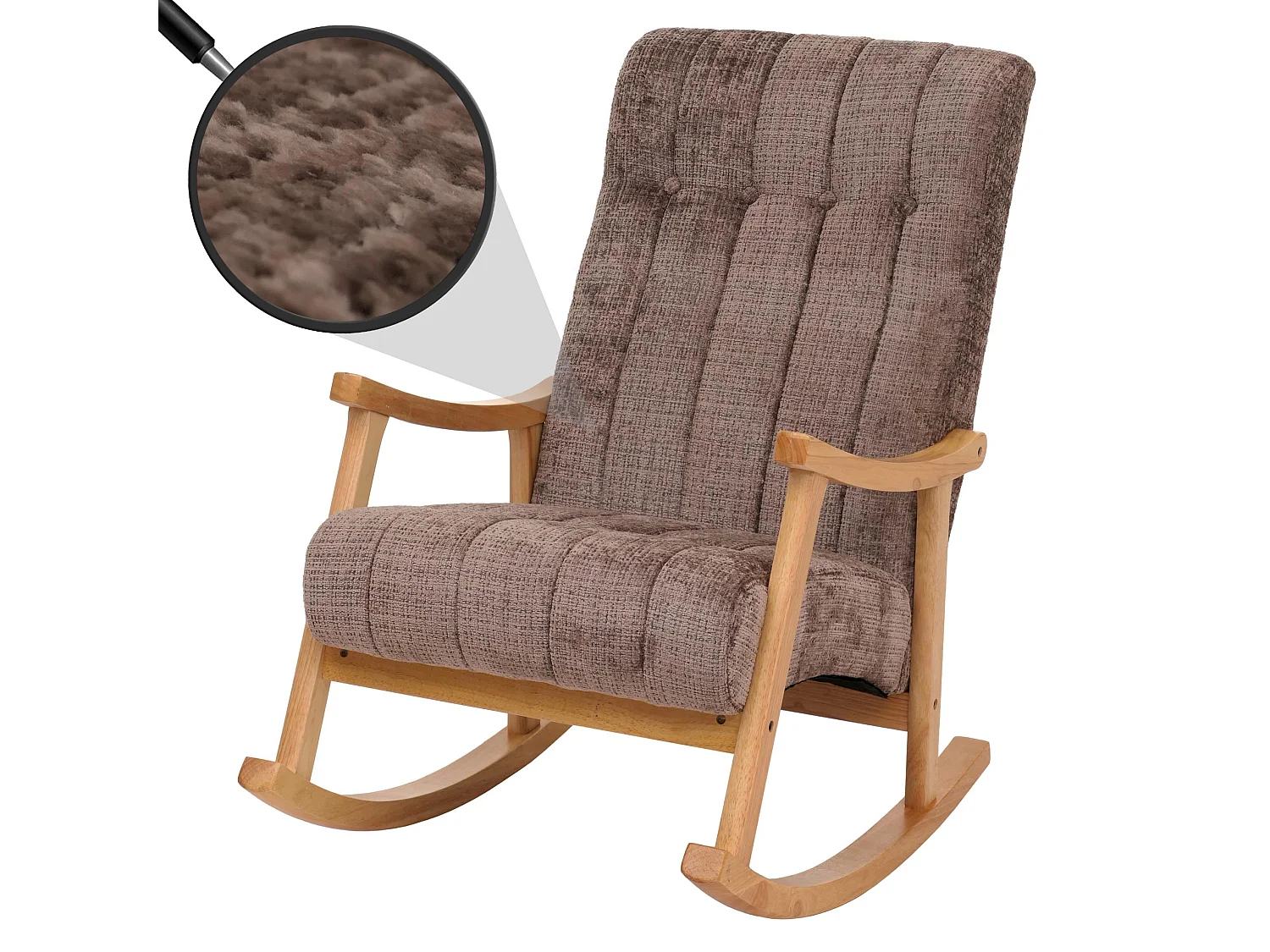 Silla mecedora MCW-K10,  marrón, estructura natural