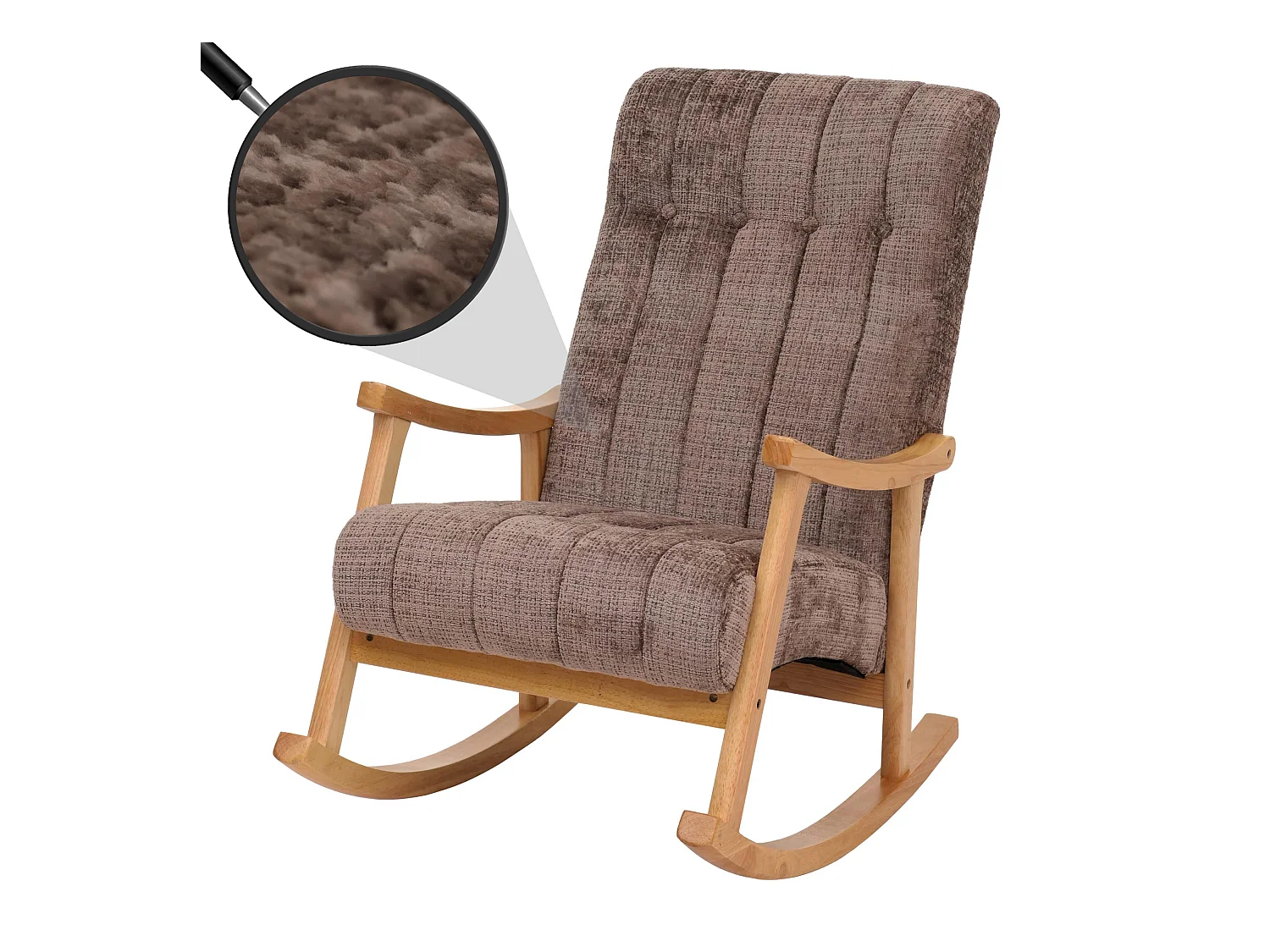 Fauteuil à bascule MCW-K10,  marron, structure naturelle