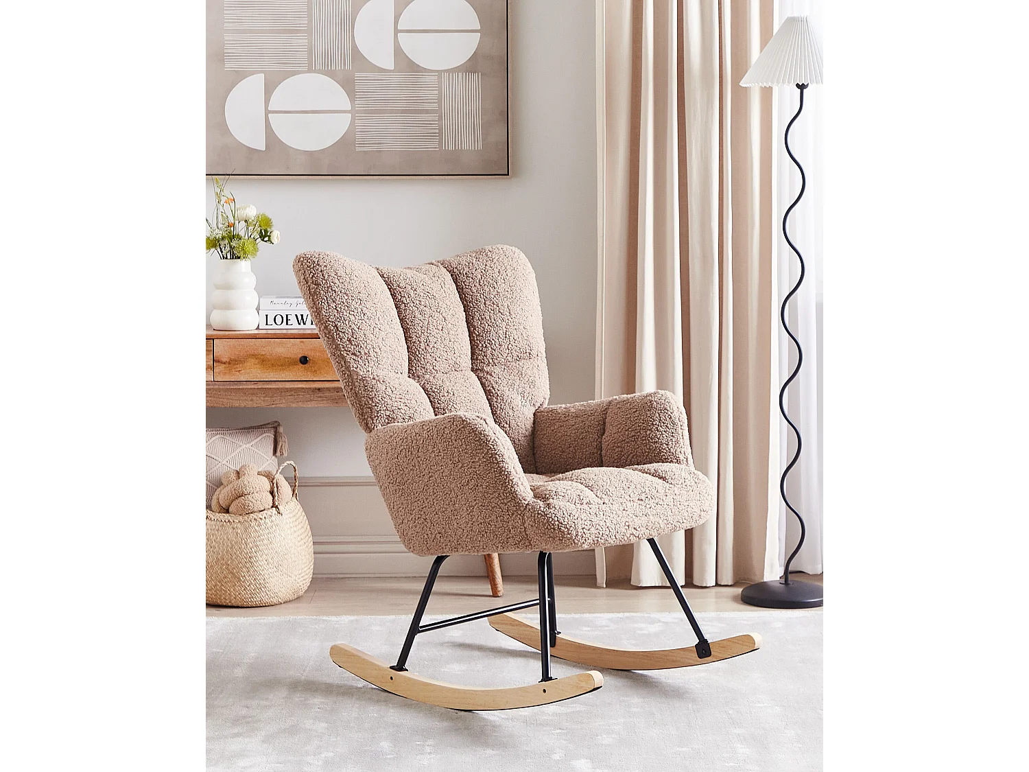 Fauteuil à bascule OULU Bouclé Beige sable